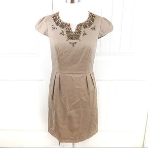 Camille La Vie Beaded Light Brown Cotton Dress 6